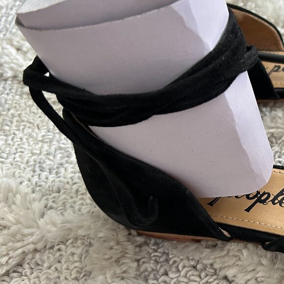 Free People Noelle Wrap Flat Black Suede Shoe New Size 37 - Picture 6 of 6